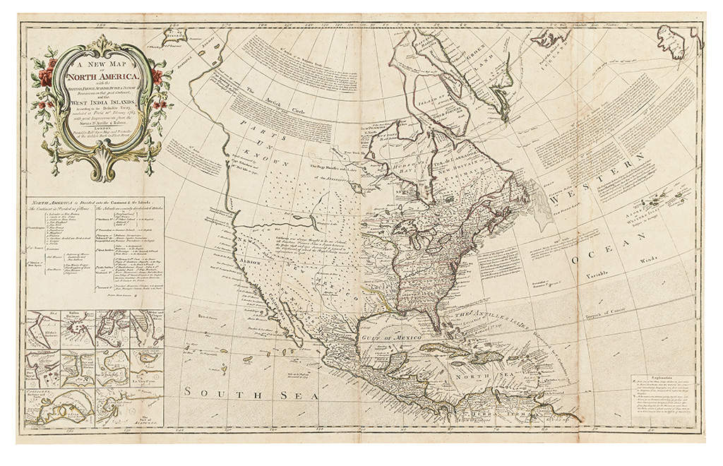 SAYER, ROBERT. A New Map of North America, with the British, French, Spanish, Dutch & Danish Dominions.